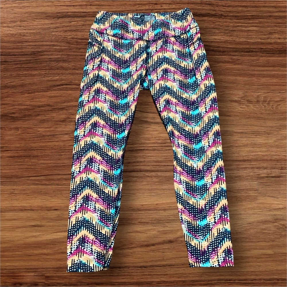 Avia Womens Chevron Print Activewear Leggings with Pockets Large